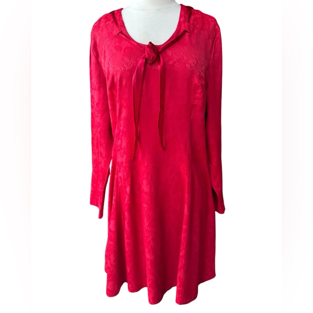 1980s Coco Bianco, Made in USA, Floral Embossed Dress